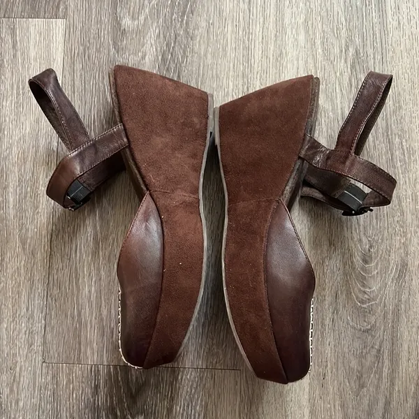 Antelope Brown Womens Boho Leather Platform Mary Jane Wedge Sandal 41 - Image 3
