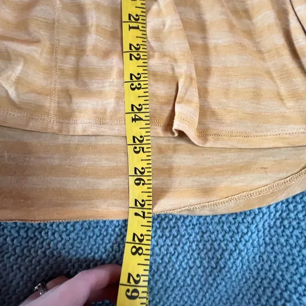 L.L. Bean Blouse Yellow Striped Long Sleeve XL 1/4 Button Soft Stretchy EUC - Image 2