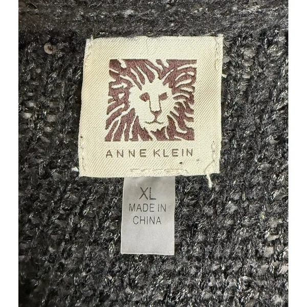 Anne Klein Womens XL Cardigan Black Sequin Open Front Draped Knit Sweater Event - Image 3
