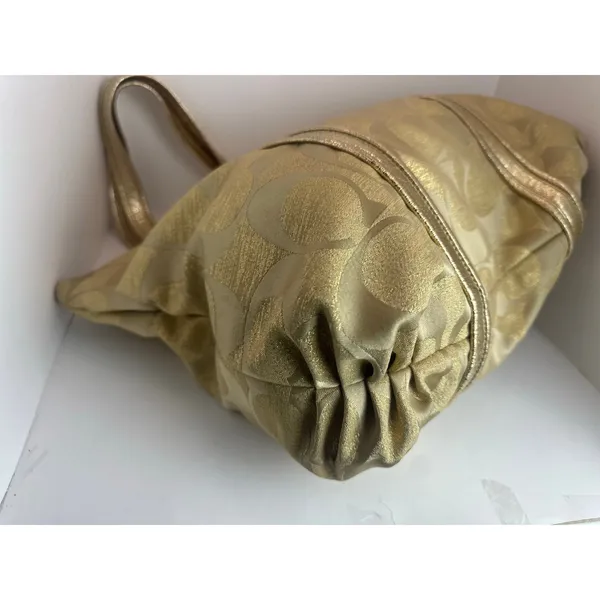Coach Poppy Op Art Glam Tote Gold Metallic Ja Handbag - Image 4
