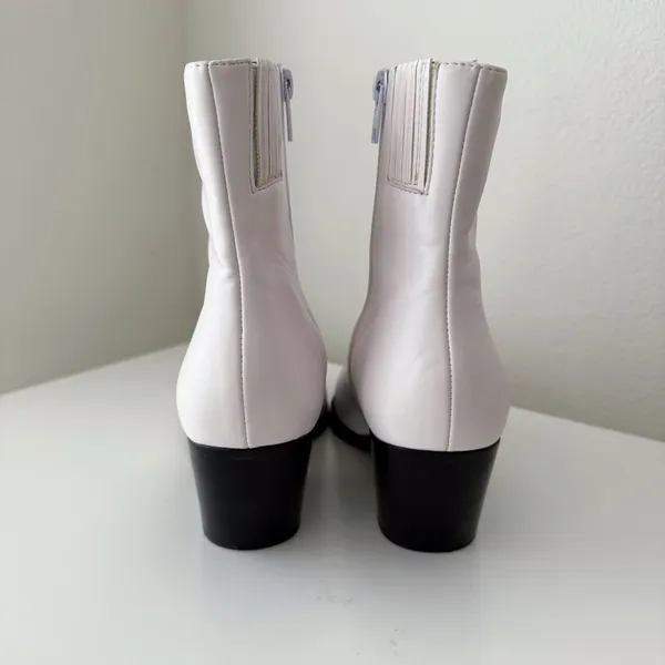 Jeffrey Campbell White Landyn 2 Western Bootie with Front Silver Zip 7.5 - Image 14