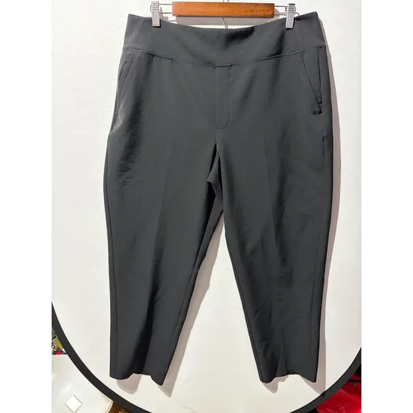 Athleta Black Wide Leg Cropped Pants Women's Size‎ 16 Elastic Waist - Image 3