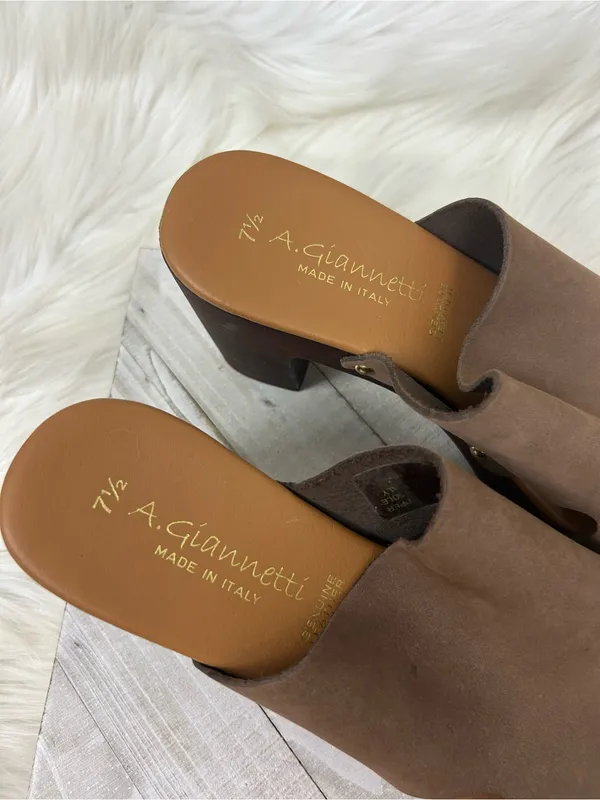A.Giannetti Genuine Leather Heeled Mules Sandals Size 7.5 - Image 3