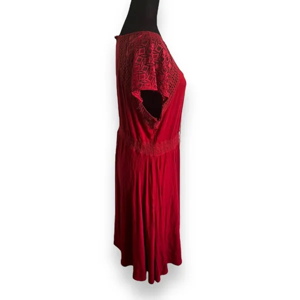 Torrid Womens Dress Sz 0‎ L 12 Red Mini Super Soft Lace Inset Skater NEW - Image 10