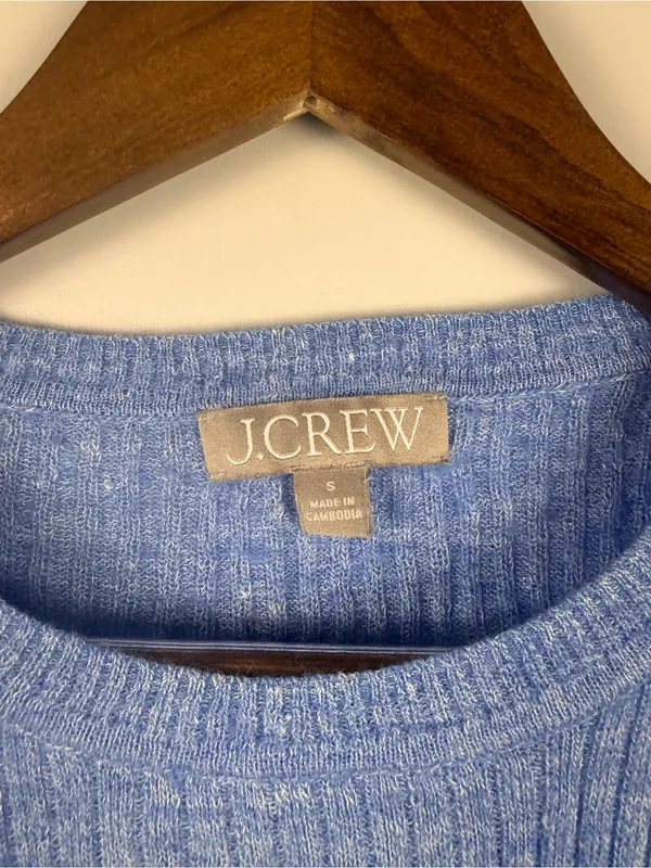 J. Crew blue Cap-sleeve crewneck sweater T-shirt in merino-linen blend size S - Image 2