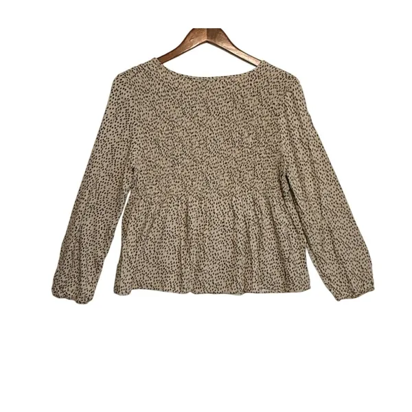 Urban Romantics Womens Long Sleeve Cheetah Print‎ Blouse Size L Smocked Peasant - Image 10
