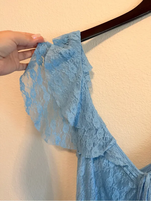 Kimchi Blue Chiara Sheer Lace Midi Dress, baby blue, size L - Image 10