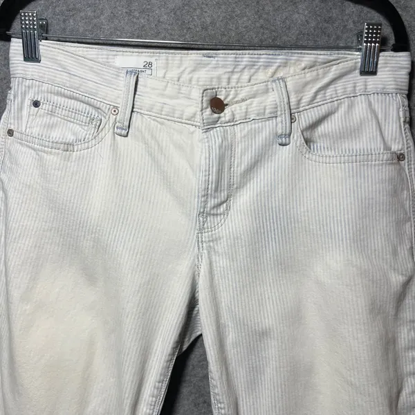 Gap 1969 Real Straight Blue White Railroad Stripe Pants‎ 28 Slim Fit - Image 10