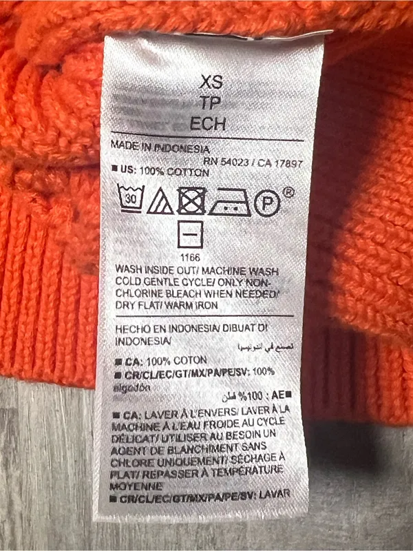 Old Navy Orange Open Stitch Cropped Sweater XS Fall Halloween Cotton - Image 3