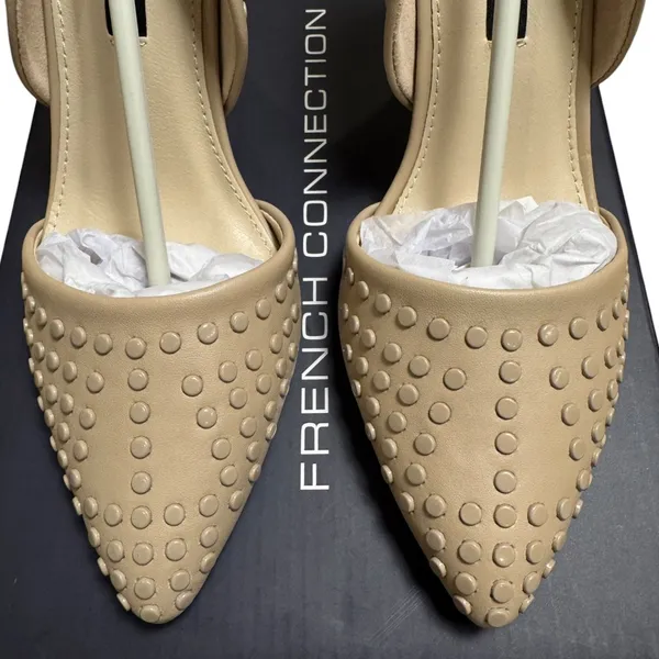 French Connection Studded d'Orsay Heels 6.5 Forever Cement NIB - Image 5