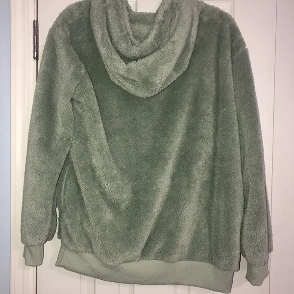 Cozy Green Fleece Hoodie soft women’s size medium 1/4 zip‎ - Image 7