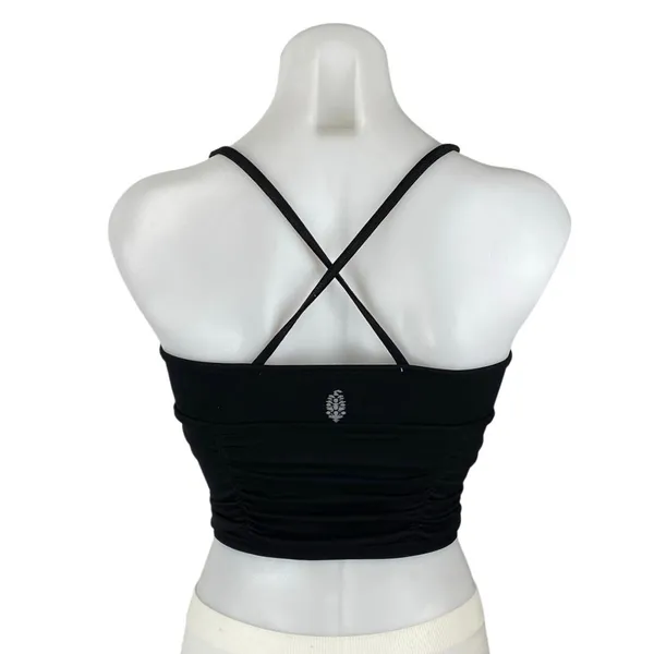 Free People Women's Black Sleeveless Yoga Workout Athletic Sports Bra Crop Top S - Image 3