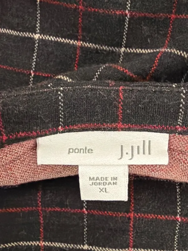 J. Jill Ponte Plaid Tunic Top Windowpane Shirt Side Slits Black Red White Sz XL - Image 5