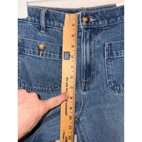 Loft Palmer Wide Leg Jeans Medium Wash High‎ Rise Patch Pocket measures sz 29 - Image 6