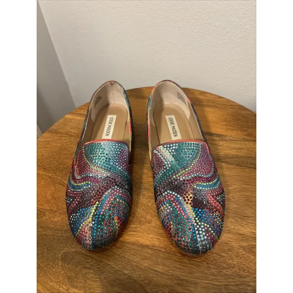 Steve Madden Conccord Rainbow‎ Rhinestone Shoes Slip Ons Flats Women Size 9 - Image 2