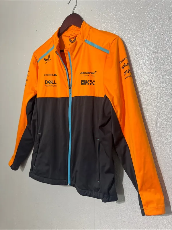 Castore McLaren F1 Team Replica Softshell Racing Jacket Full Zip Orange M 8 - Image 2
