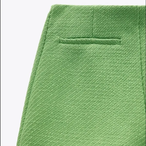 Zara Tweed Weave Structured High Waist Shorts Green Size S New - Image 13