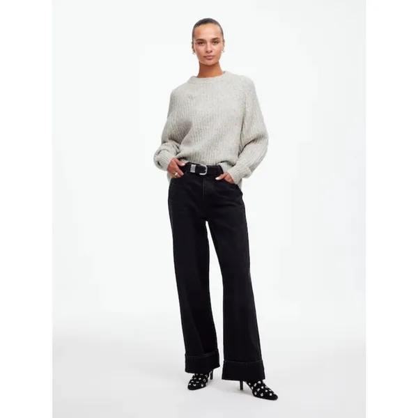 Madewell Ribbed Cotton-Blend Sweater Hthr Dusk Grey Marl Size Medium Heather - Image 5