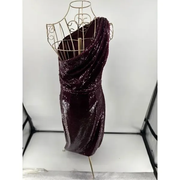 Kay Unger Alexia One Shoulder Sequin Midi Dress Size 4 Evening Cocktail - Image 6
