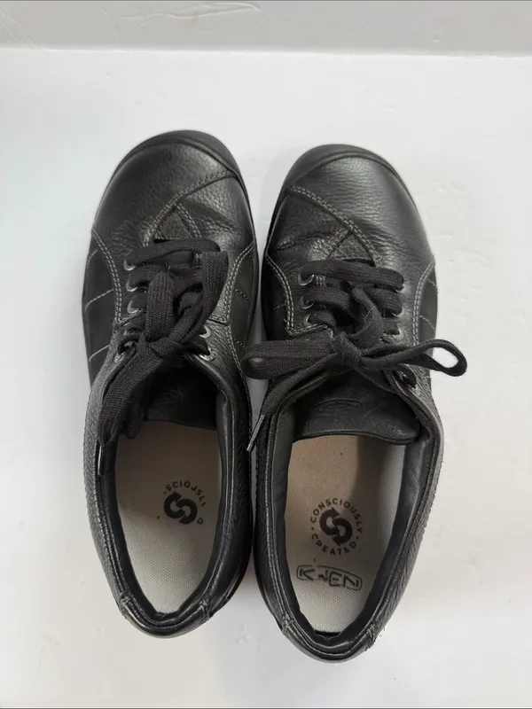 Keen Men's Black Leather Lace-Up Casual Sneakers - Image 6
