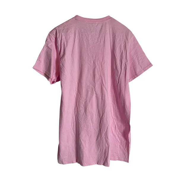 Disney Pink White Minnie Mouse Winking Short Sleeve Cotton Graphic T-Shirt Large - Image 5