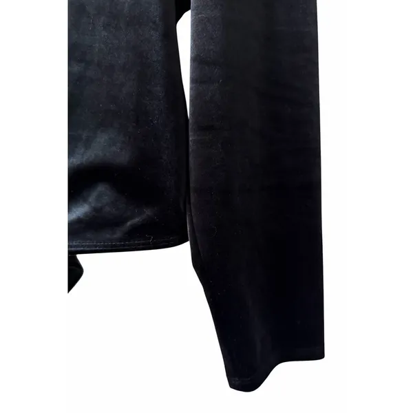 Good American Plunge Neck‎ Velvet Long Sleeve Bodysuit Black Women's Size 4 - Image 7
