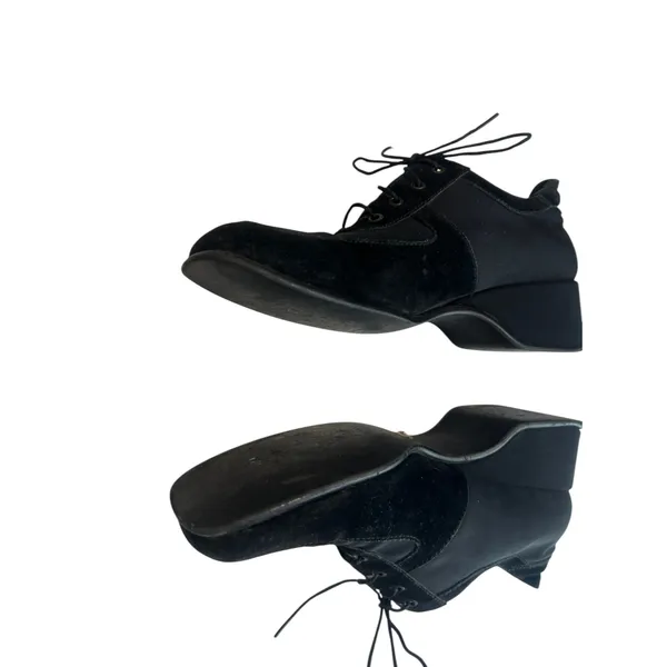 Vintage Y2K 2000's Bruno Magli 7 Women Black Heeled Oxfords Lace Up Italy wedge - Image 2