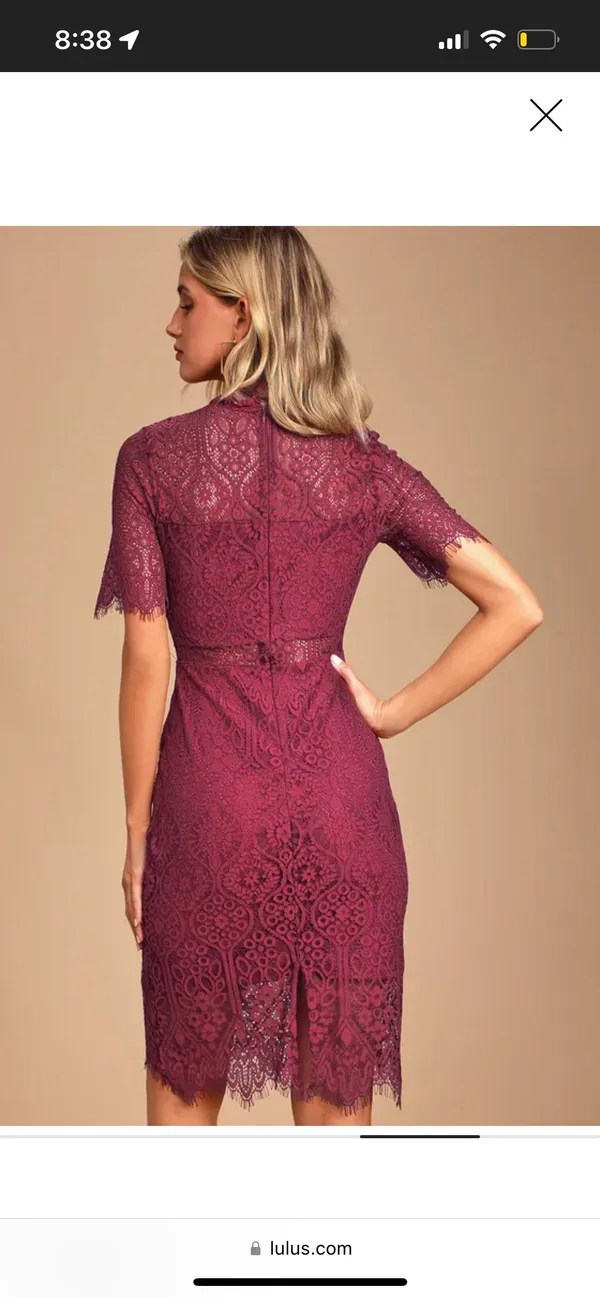 Lulus Remarkable Burgundy Sheer Lace Short Sleeve Mini Dress - Image 4