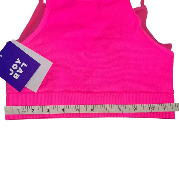 JoyLab women's bra Seamless Double Layer High Neck Stretch Neon Pink XS - Image 3