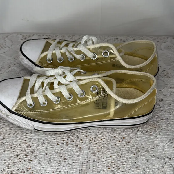 Converse plastic yellow clear low top all star shoes sneakers sz 7 - Image 4
