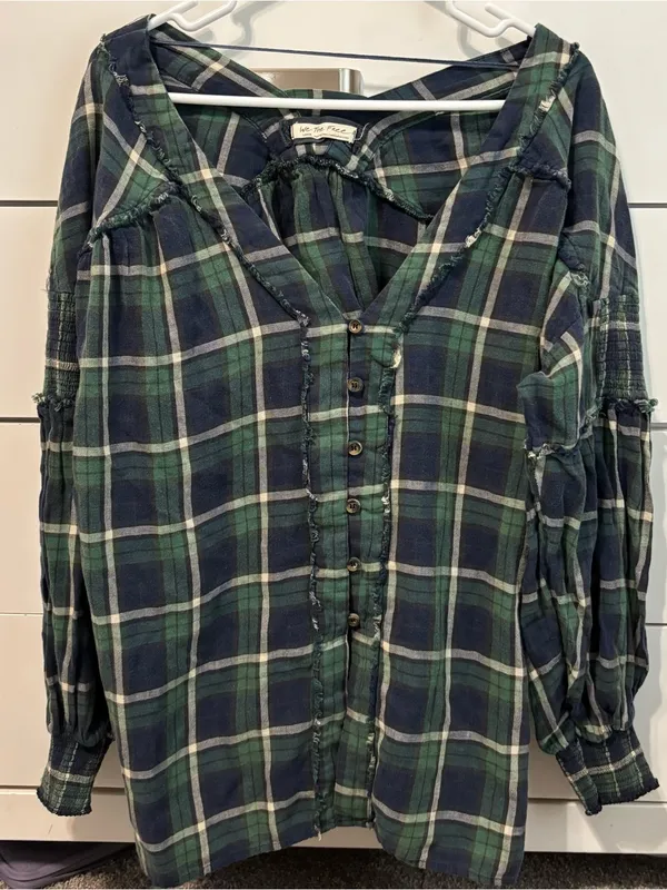 Free People We The Free Plaid Blouse - Image 2