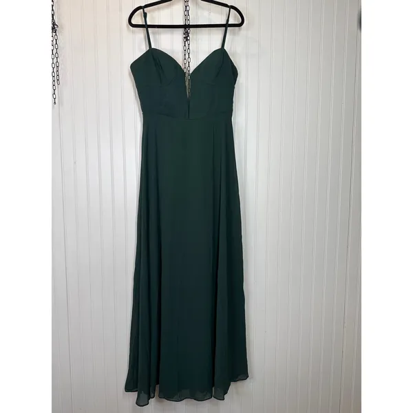 Lulus Stunning Grace Emerald Green Cutout A-Line Dress Bridesmaid Banquet Small - Image 2