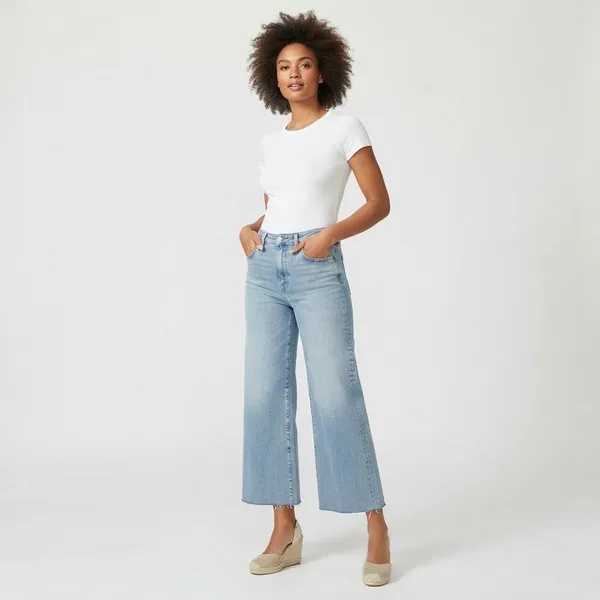AG Adriano Goldschmied Saige High-Rise Wide-Leg Crop Denim Jeans Size 29 - Image 14