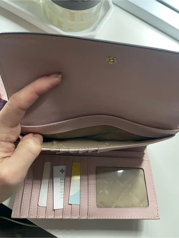 Michael Kors Pink Saffiano Continental Wallet with Gold Logo - Image 6