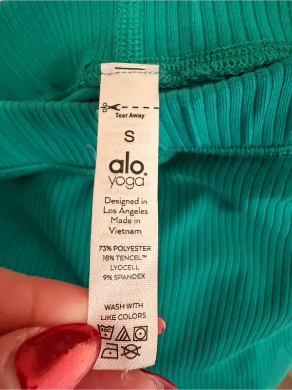 Alo Yoga Blissful Ribbed High Waist 7/8 Leggings Ocean Teal S - Image 5