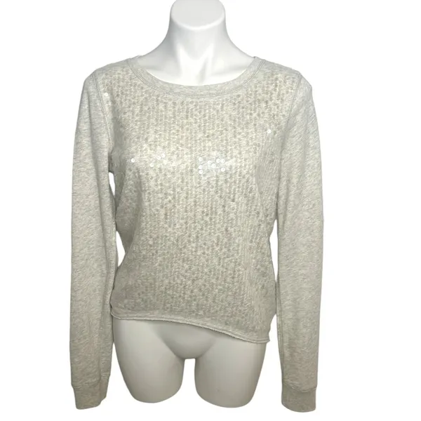 Abercrombie & Fitch Sequined Sweatshirt Heathered Gray Long Sleeve Size‎ S - Image 2