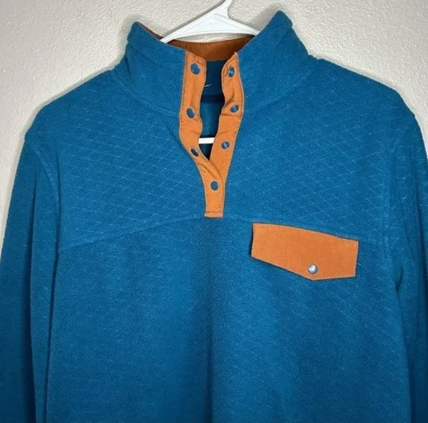 ZYIA Active blue quilted fleece snap button pullover sweater women’s size large - Image 3