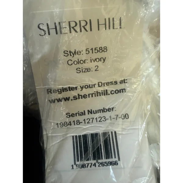 Sherri Hill‎ 51588 Ivory Halter Ball Gown Beaded Belt Open Back Size 2 NWT - Image 4