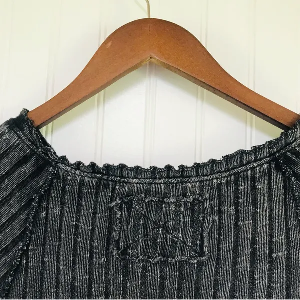 WE THE FREE Meant To Be Black Ribbed Cropped Short Sleeve Tee Top Medium New‎ - Image 8