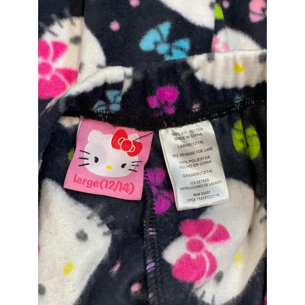 Hello Kitty Fleece Pajama Pants Black Pink Elastic Waist Cozy Sleepwear NWT Sz L - Image 3