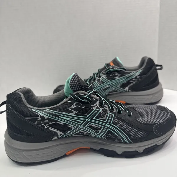 ASICS Gel Venture 6 Women’s 9 Black Teal Orange Trail Shoes T7G6Q - Image 4