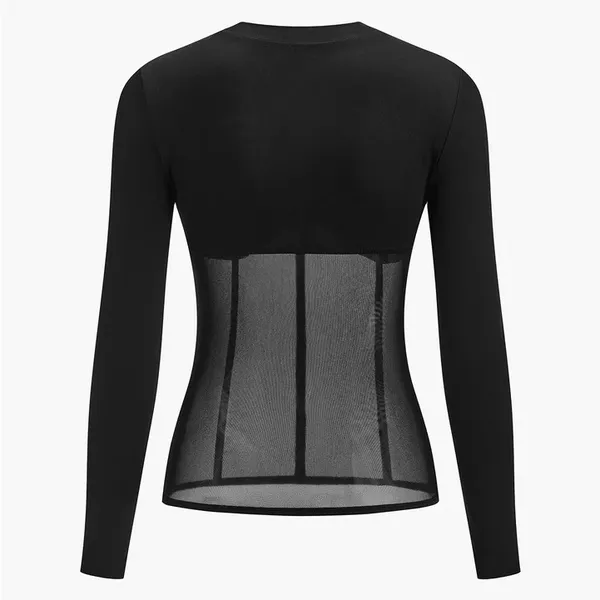 CoMMENSE Sheer Mesh Combination Long Sleeve Top Black Large Sold Out NWT - Image 3