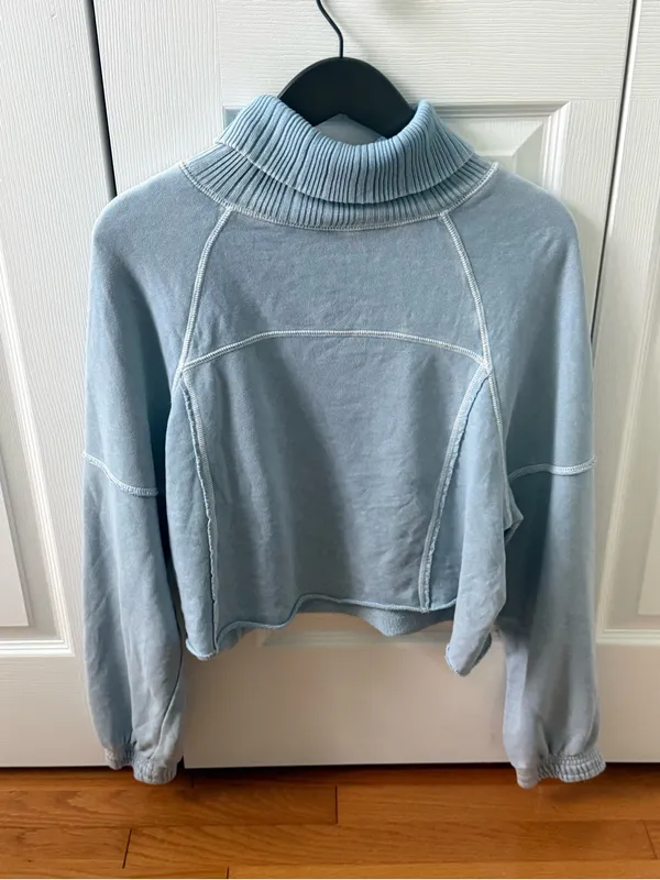 Aerie New Heights Cropped Turtleneck in Light Blue - Image 2