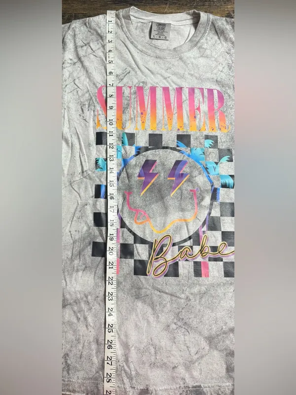 Comfort Colors Gray Color blast 'Summer Babe' Graphic Tee with Neon Accents - Image 6