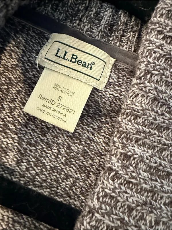 L.L. Bean Size S Gray Open Front Cotton Blend Ribbed Trim Cardigan Sweater - Image 10