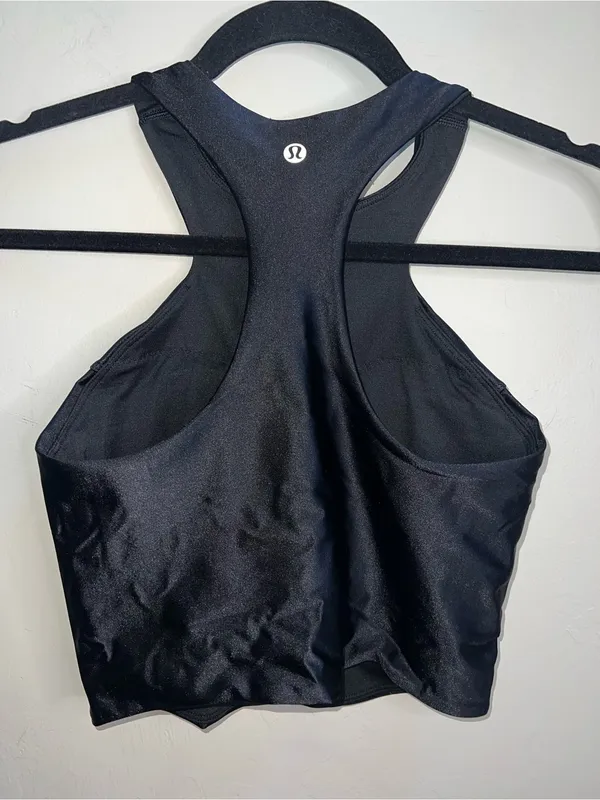 Lululemon Black Satin 2 Racerback Women's Crop Top - Image 8