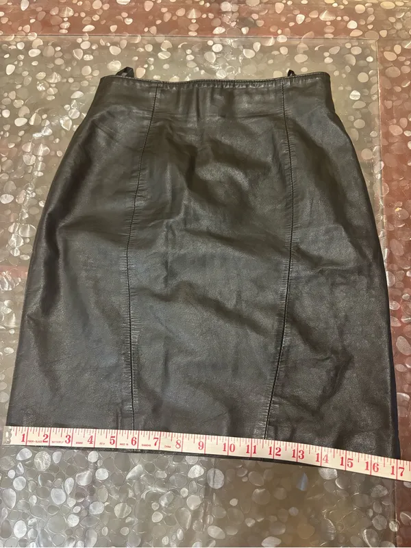 Black Faux Leather Pencil Skirt - Classic Tailored Style - Image 11
