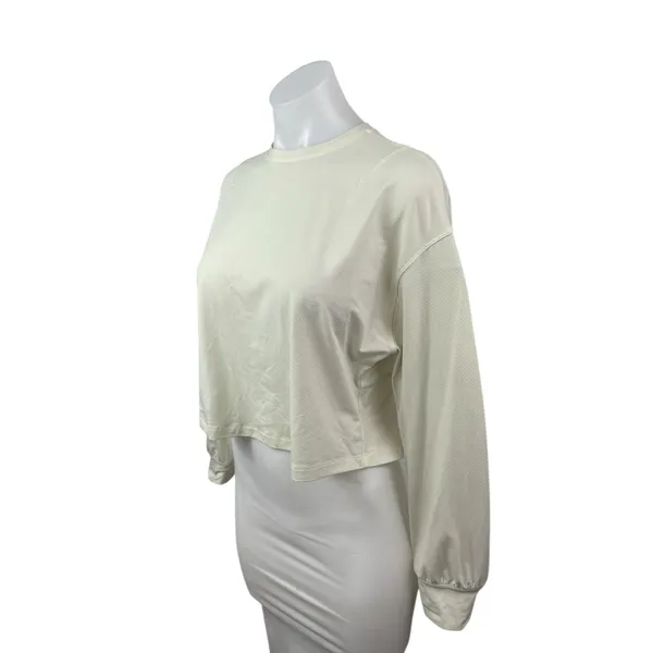 Lululemon Women's Cream Long Sleeve Crew Neck Boxy Athletic Sweatshirt Top Sz 6 - Image 2