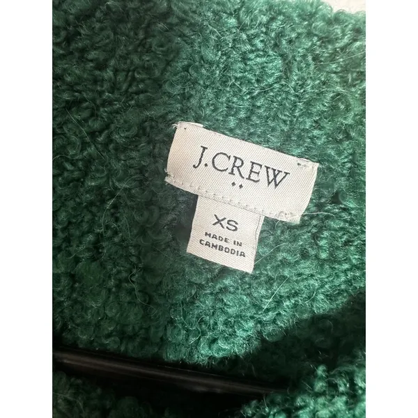 J.Crew‎ Boucle Mockneck Sweater Autumn Pine Green Wool Alpaca Blend BL773 XS - Image 3