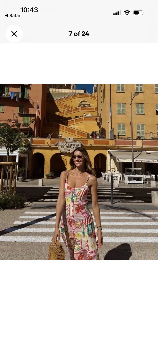 Zara Floral Pink Lemon Print Maxi Dress - Italy Inspired Summer Linnen Dress - Image 3